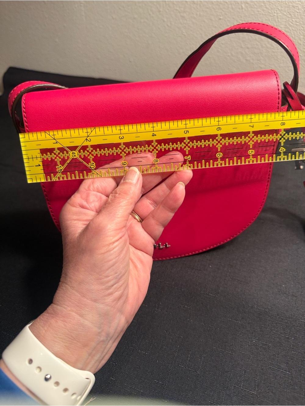 Ralph Lauren Hot Pink Leather Saddle Crossbody with Tassel - Picture 10 of 12